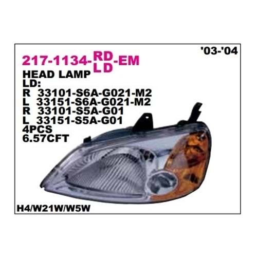 FAR LH CIVIC 02-04 (SARI SİNYAL)