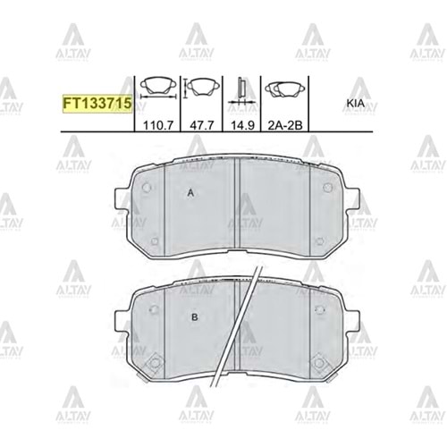 BALATA ARKA FREN H1 08-12/SORENTO 15-18 (2.2-DİSKLİ)