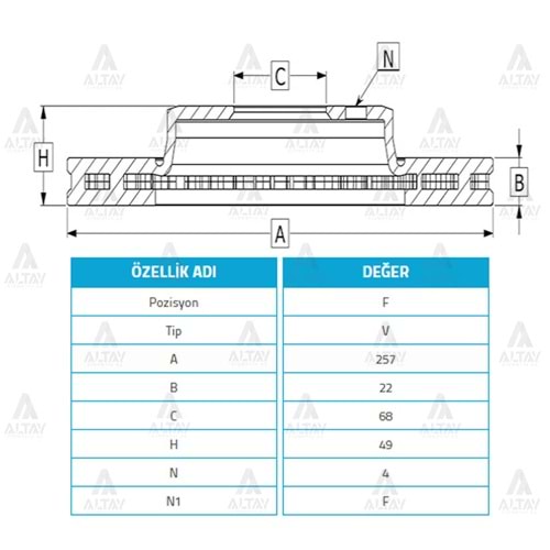 DİSK ÖN FREN PRİMERA 90-02/ALTİMA/ALMERA (1.5) (256 MM-HAVALI)