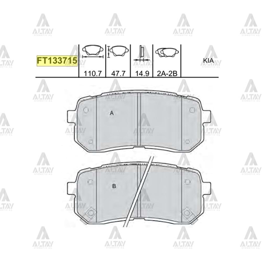 BALATA ARKA FREN H1 08-12/SORENTO 15-18 (2.2-DİSKLİ)