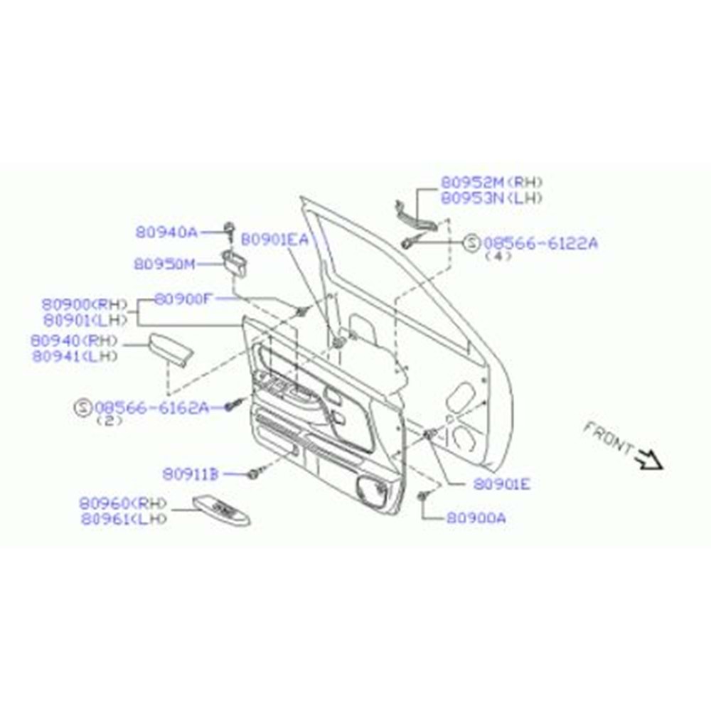 DÖŞEME KAPI ÖN LH PICK-UP 98-02 (D22-ELEKTRİKLİ)