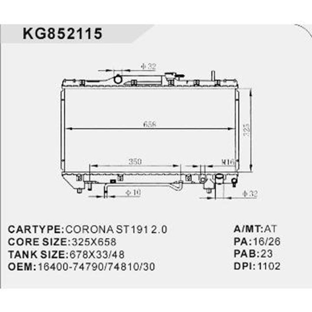 RADYATÖR SU CORONA 93-97/CARİNA 97-98 (OTOMATİK)